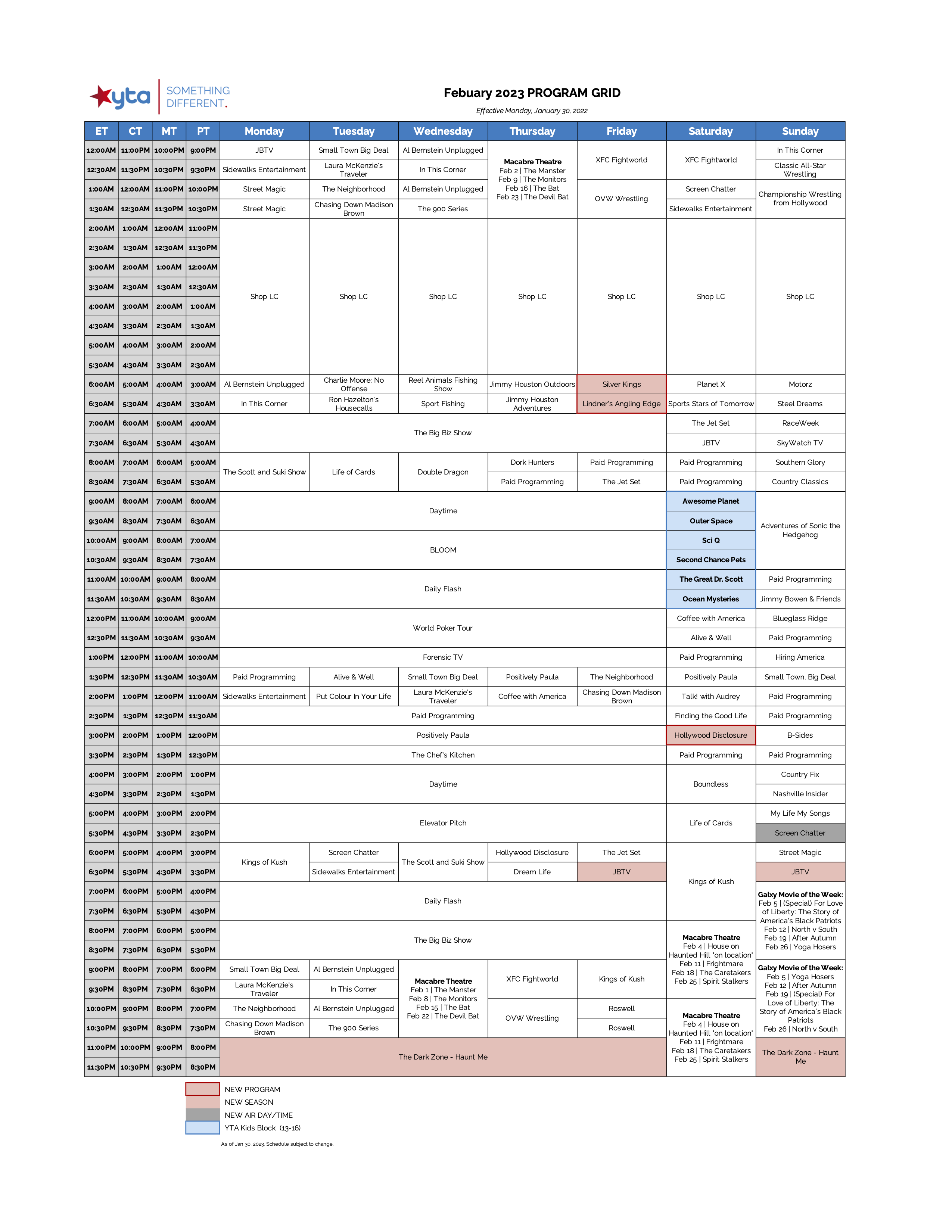 YTA Schedule (Feb 2023)